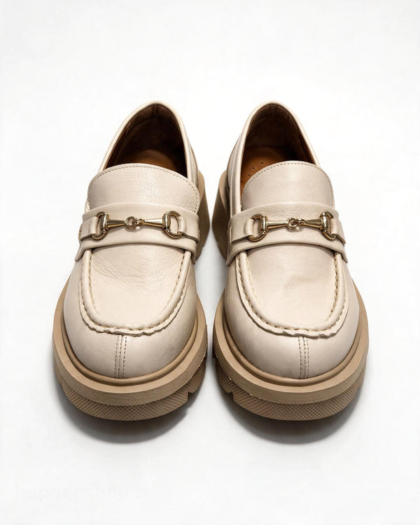 Kožne cipele - mokasine G648 - ATO SHOES - BEŽ