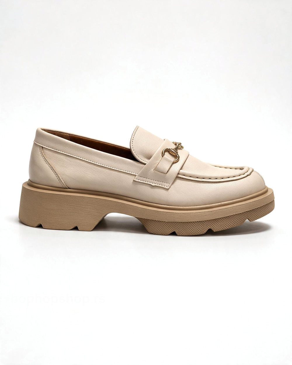 Kožne cipele - mokasine G648 - ATO SHOES - BEŽ