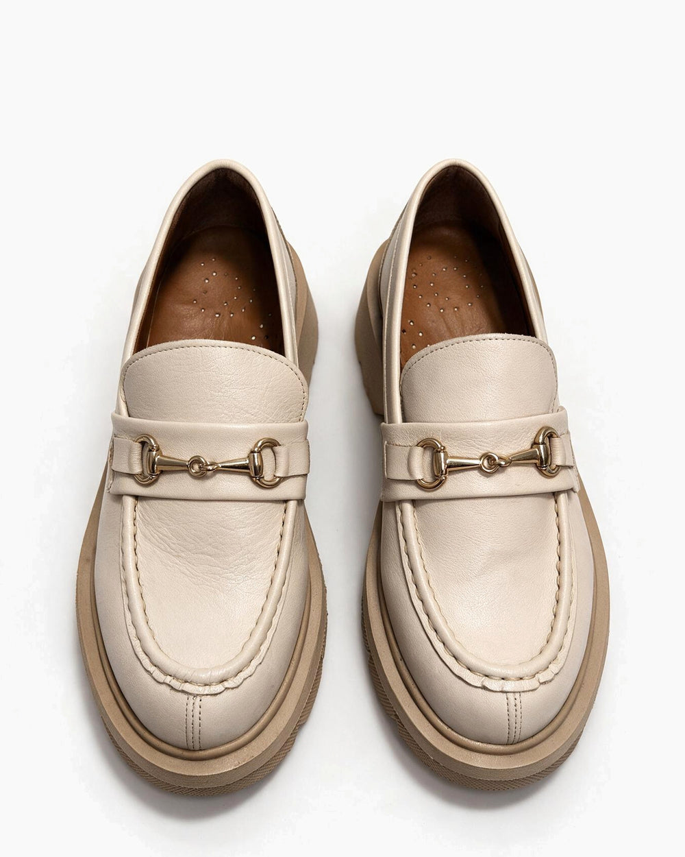 Kožne cipele - mokasine G648 - ATO SHOES - BEŽ