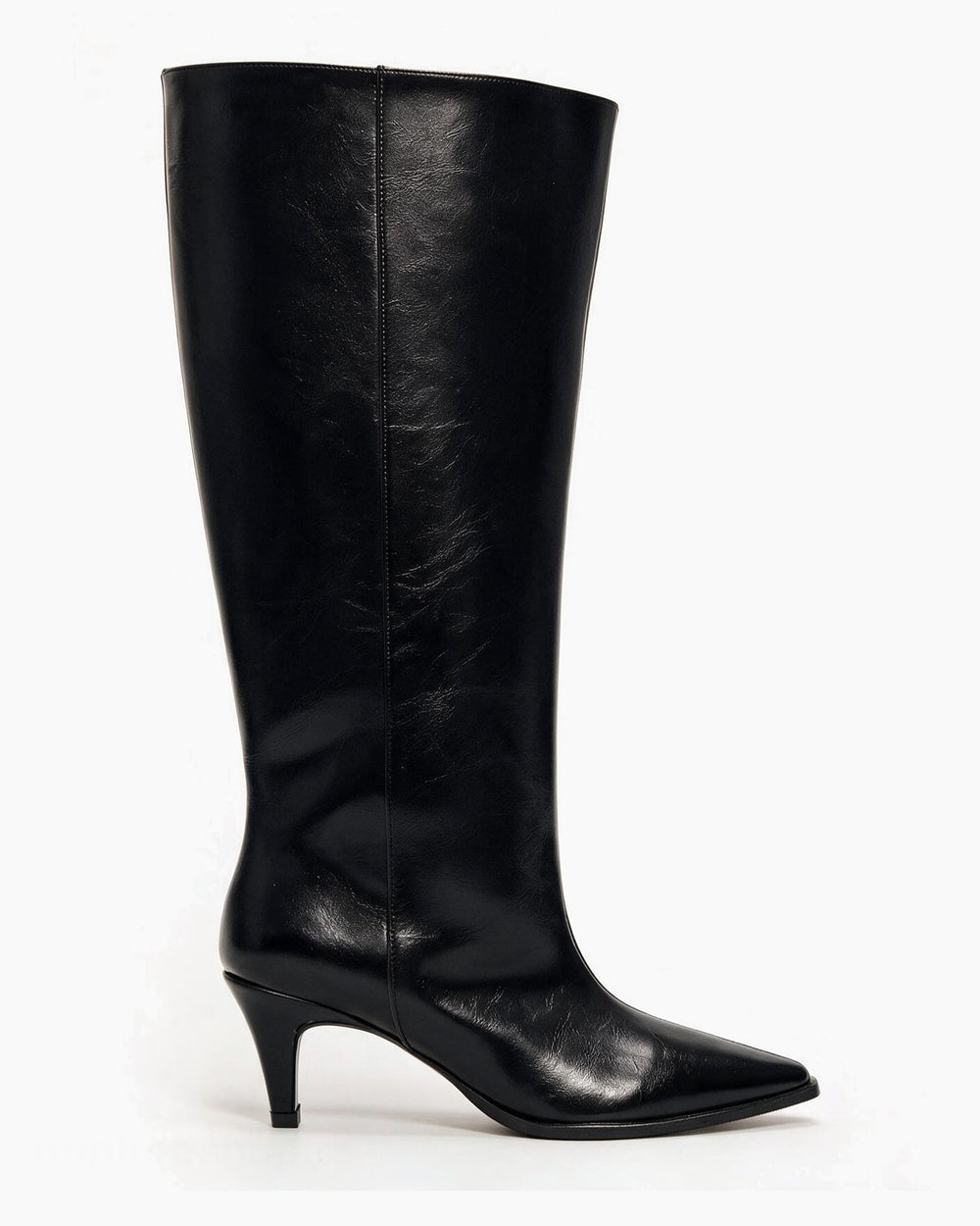 Kožne čizme G650 - ATO SHOES - na tanku štiklu - CRNA