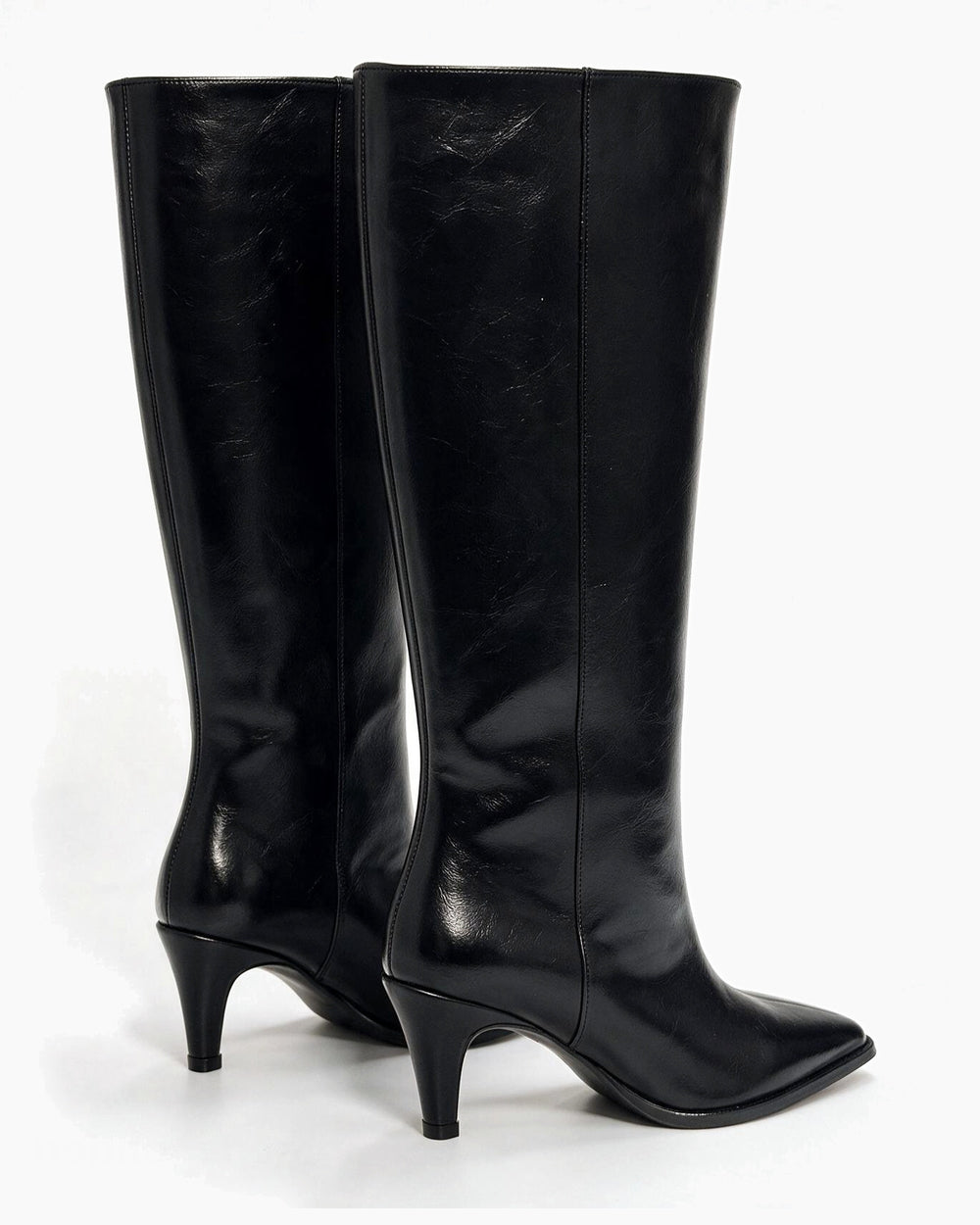 Kožne čizme G650 - ATO SHOES - na tanku štiklu - CRNA
