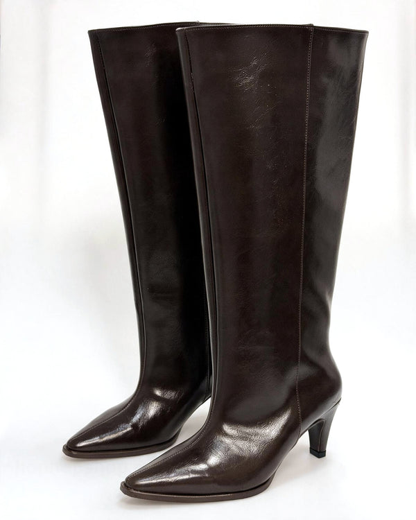Kožne čizme G650 - ATO SHOES - na tanku štiklu - SMEĐA