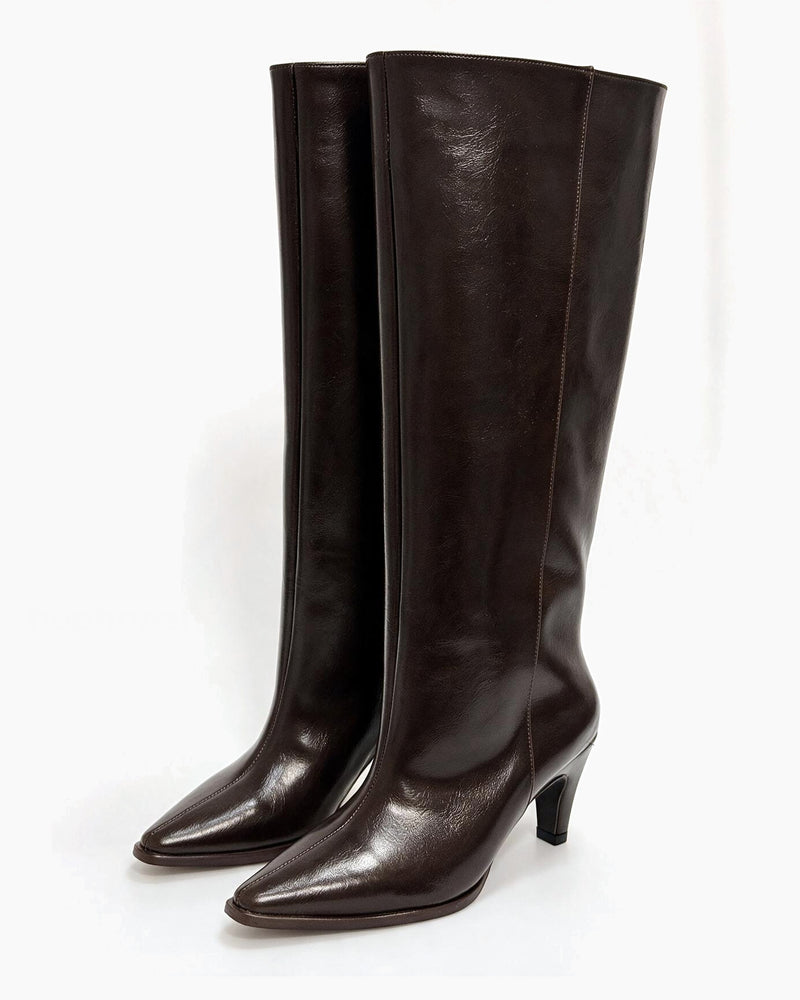 Kožne čizme G650 - ATO SHOES - na tanku štiklu - SMEĐA