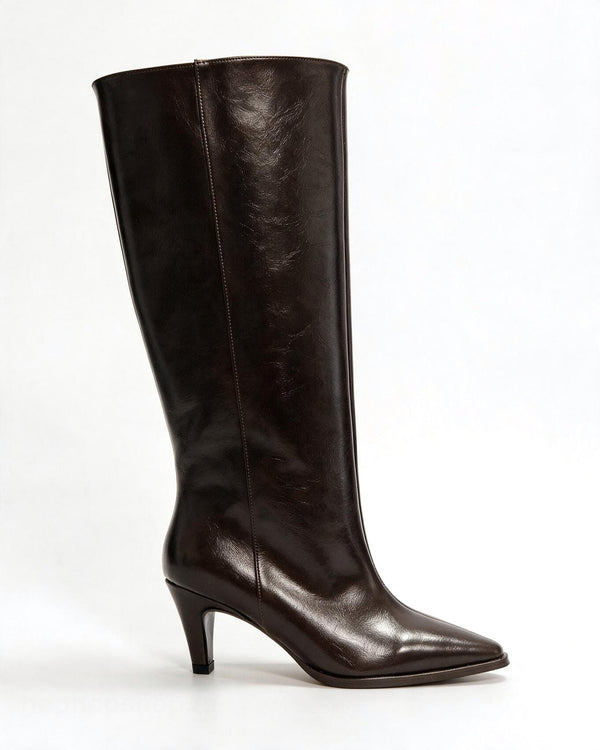 Kožne čizme G650 - ATO SHOES - na tanku štiklu - SMEĐA