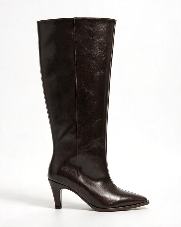 Kožne čizme G650 - ATO SHOES - na tanku štiklu - SMEĐA
