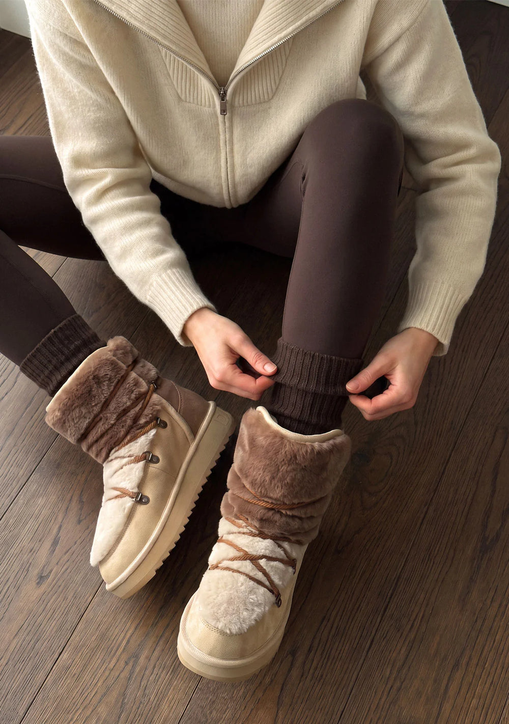 Ženske čizme D.Franklin Nordic Trk Fur Gradient Taupe G710 - TAUPE