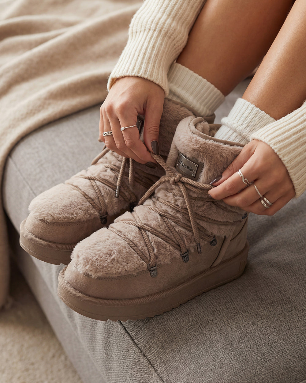 Ženske čizme D.Franklin Nordic Trk Fur Taupe G689 - TAUPE