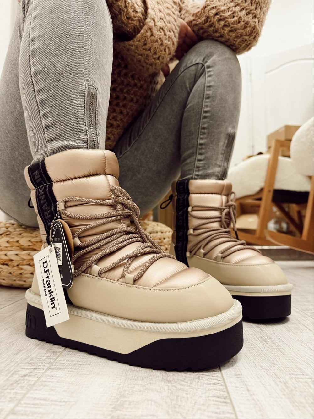 Ženske čizme za sneg F985 - D. FRANKLIN NORDIC BOMB V.2 BEIGE - BEŽ