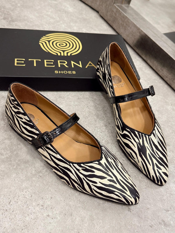 Kožne baletanke G149 - ETERNAL - špic - ZEBRA