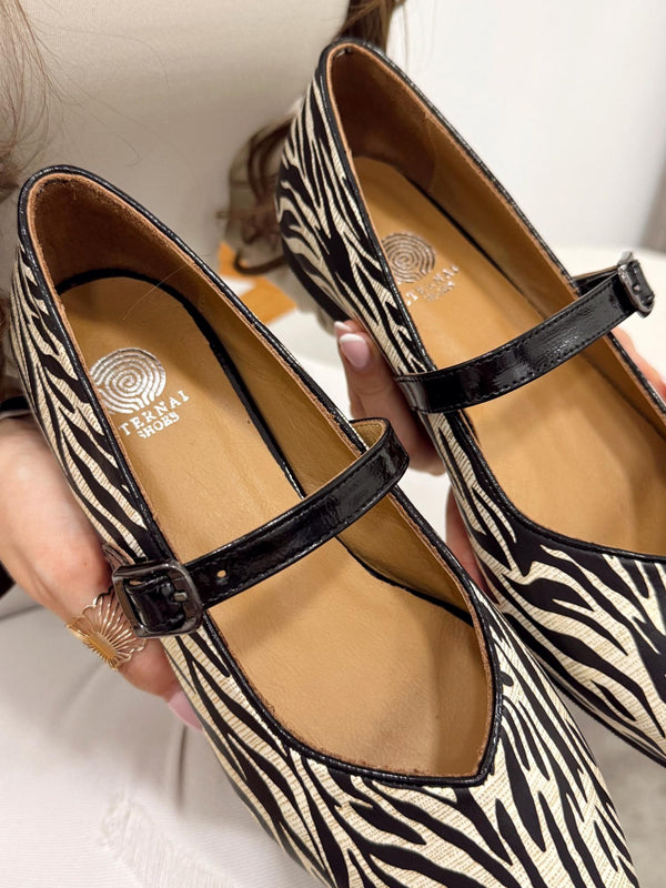 Kožne baletanke G149 - ETERNAL - špic - ZEBRA