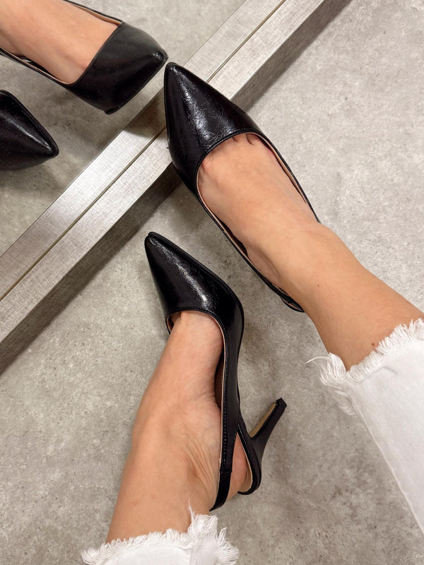 Kožne sandale - štikle G116 - BELEZZA SCARPE - na tanku štiklu - špic - CRNA