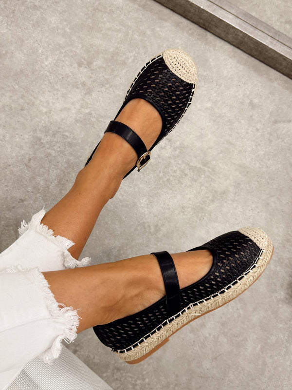 Ženske cipele - espadrile G321 - rupičaste - CRNA