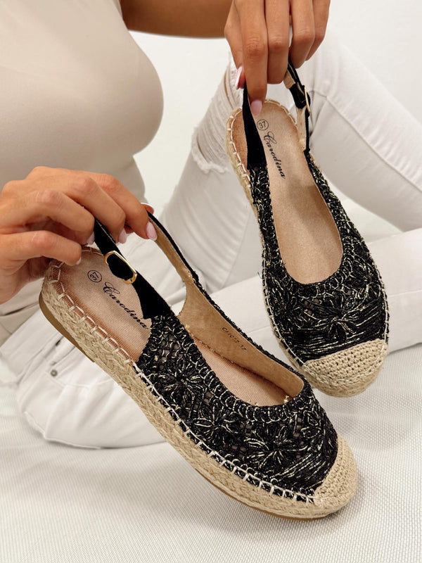 Ženske sandale - espadrile G309 - ZLATNA - CRNA