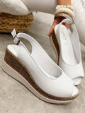 Kožne sandale - na platformu G475 - ATO SHOES - BELA