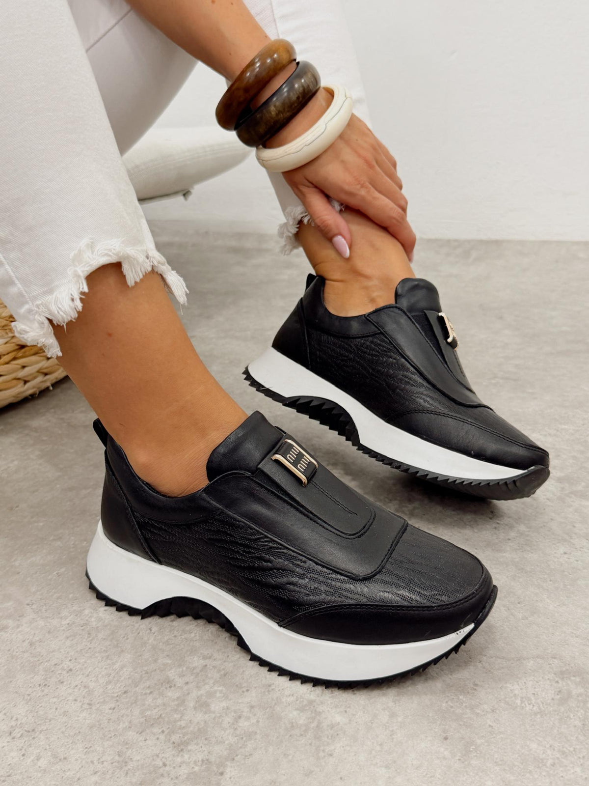 Kožne patike G455 - ATO SHOES - CRNA
