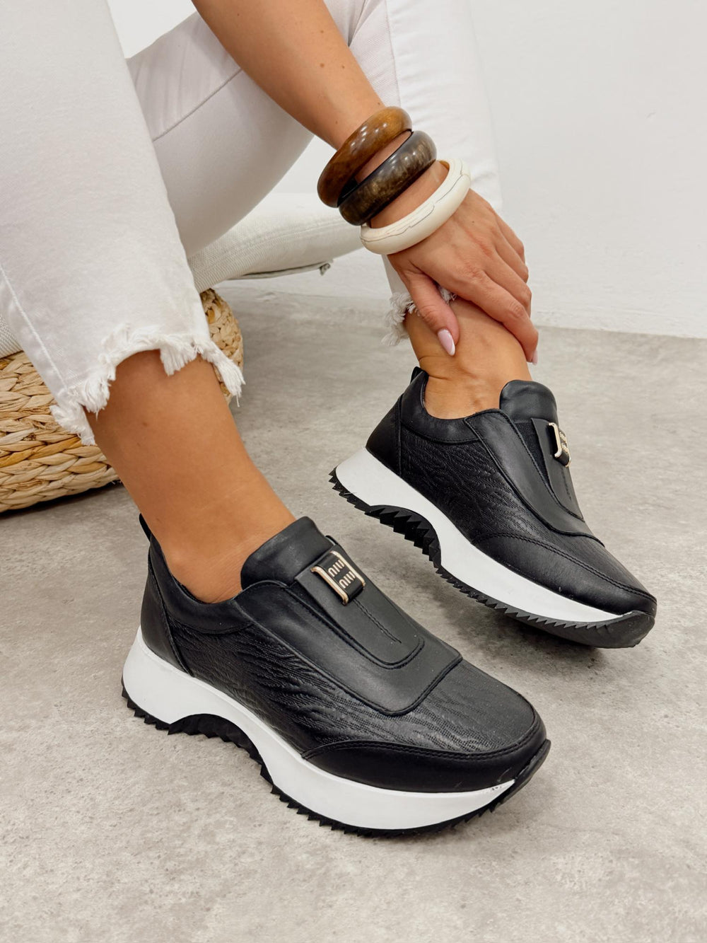 Kožne patike G455 - ATO SHOES - CRNA