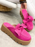 Ženske papuče G497 - na platformu - sa mašnom - PINK