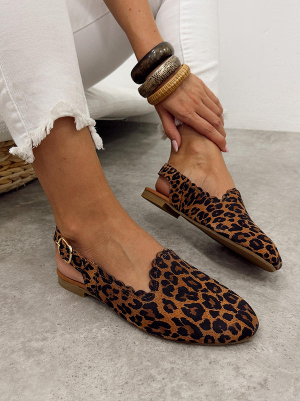 Kožne sandale - baletanke G460 - ATO SHOES - LEOPARD