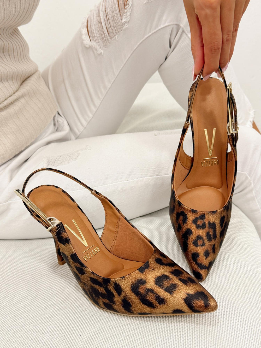 Ženske sandale - štikle G275 - VIZZANO - na tanku štiklu - LEOPARD