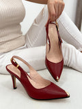 Kožne sandale - štikle G115 - BELEZZA SCARPE - na tanku štiklu - špic - BORDO