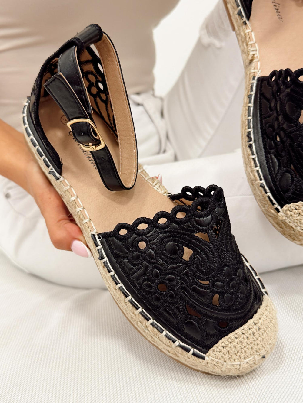 Ženske sandale - espadrile G310 - CRNA