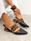 Kožne sandale G393 - LB ROVIGO - špic - CRNA - LEOPARD