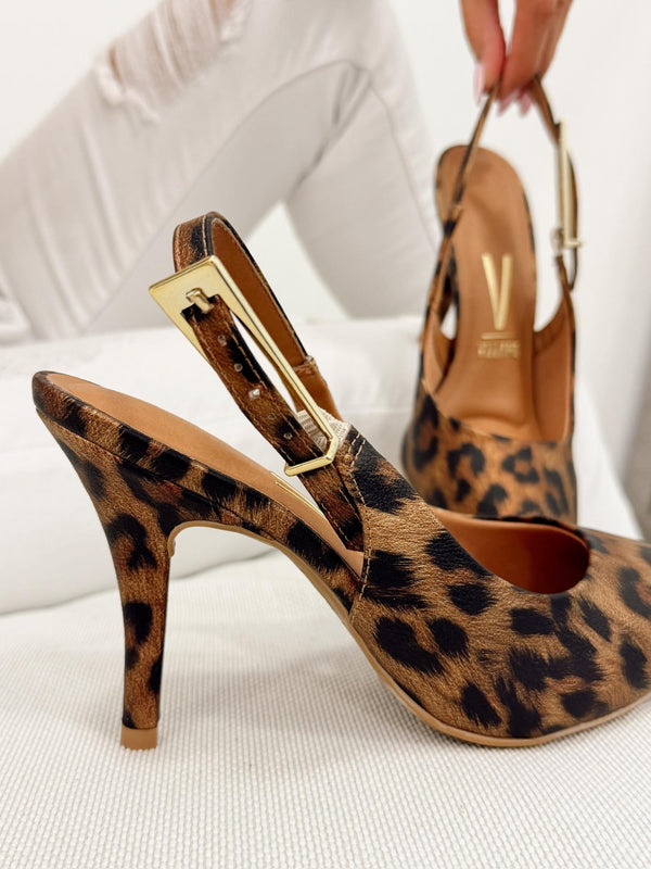 Ženske sandale - štikle G275 - VIZZANO - na tanku štiklu - LEOPARD