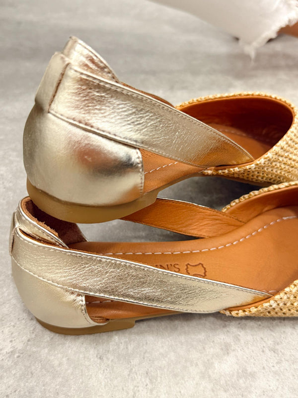 Kožne sandale - baletanke G415 - LOVE BALLERINS - ZLATNA
