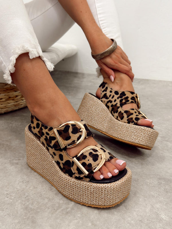 Ženske sandale G499 - na platformu - LEOPARD