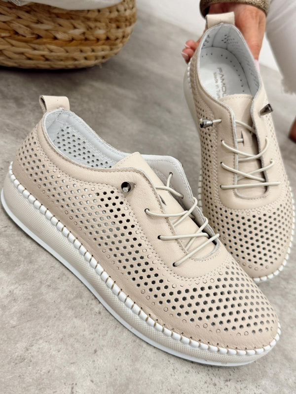 Kožne patike G453 - ATO SHOES - RUPIČASTE - BEŽ