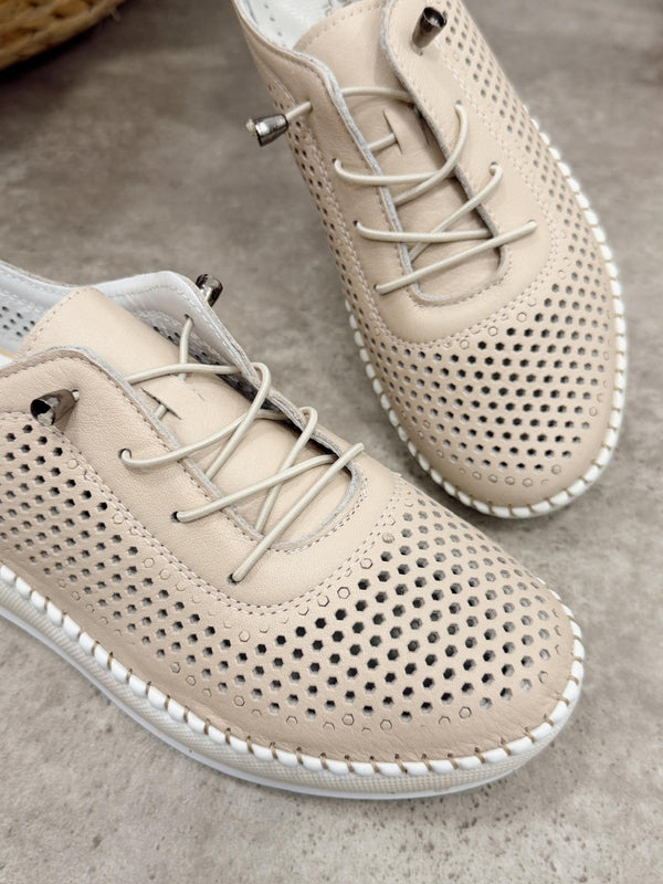 Kožne patike G453 - ATO SHOES - RUPIČASTE - BEŽ