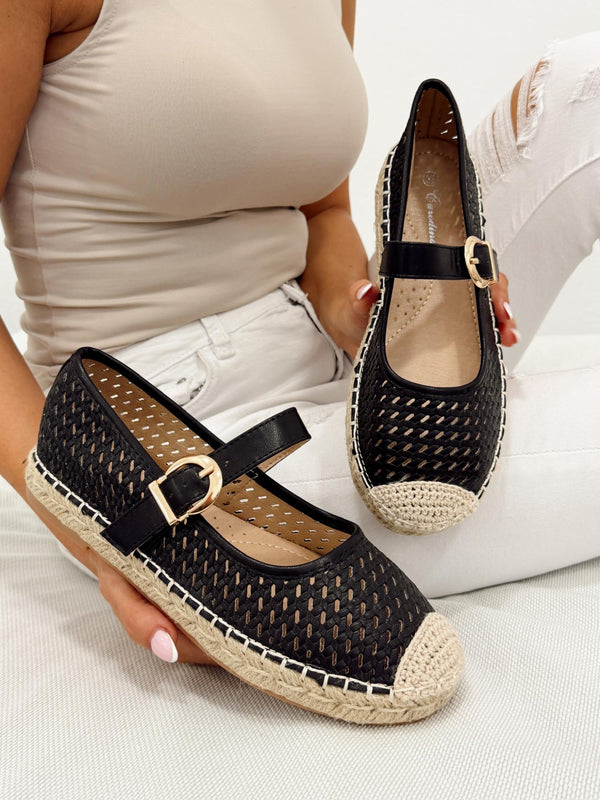 Ženske cipele - espadrile G321 - rupičaste - CRNA