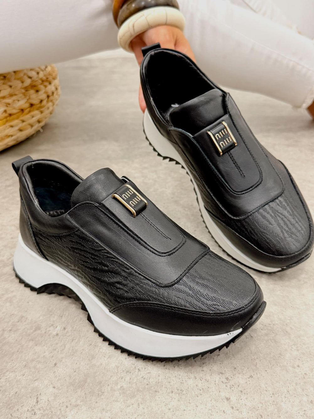 Kožne patike G455 - ATO SHOES - CRNA