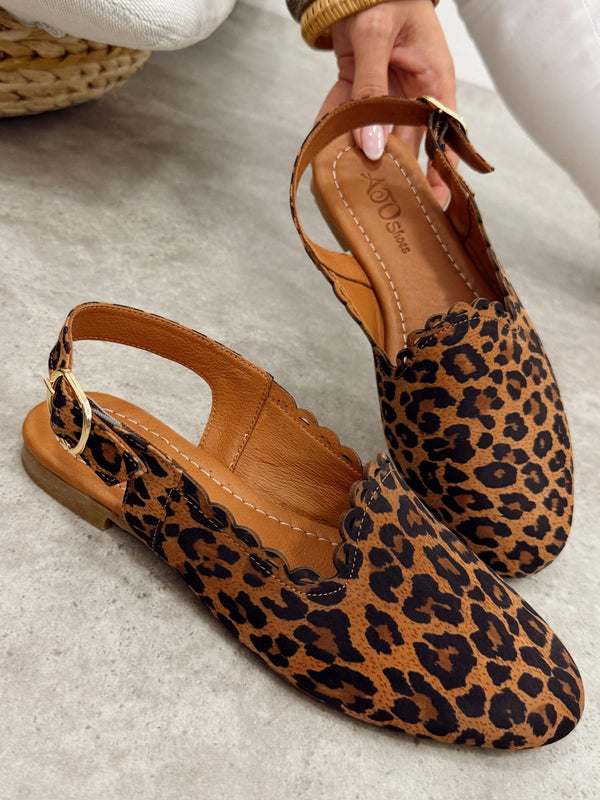 Kožne sandale - baletanke G460 - ATO SHOES - LEOPARD