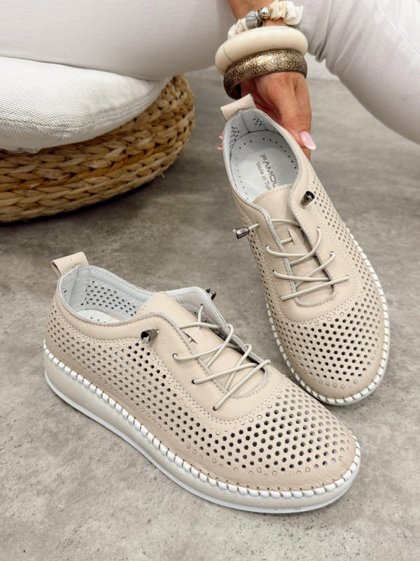 Kožne patike G453 - ATO SHOES - RUPIČASTE - BEŽ