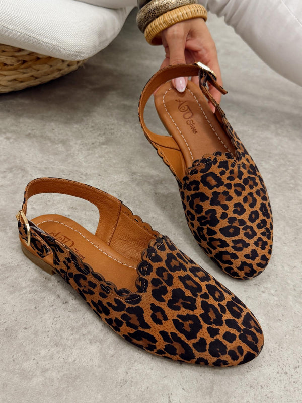Kožne sandale - baletanke G460 - ATO SHOES - LEOPARD
