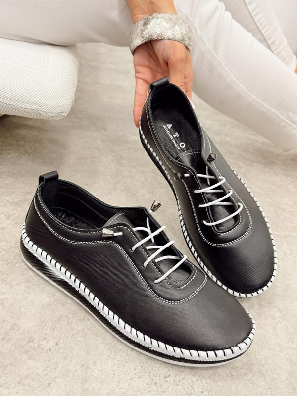 Kožne patike G450 - ATO SHOES - CRNA