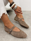 Kožne cipele - baletanke G467 - ATO SHOES - rupičaste - TAMNO BEŽ