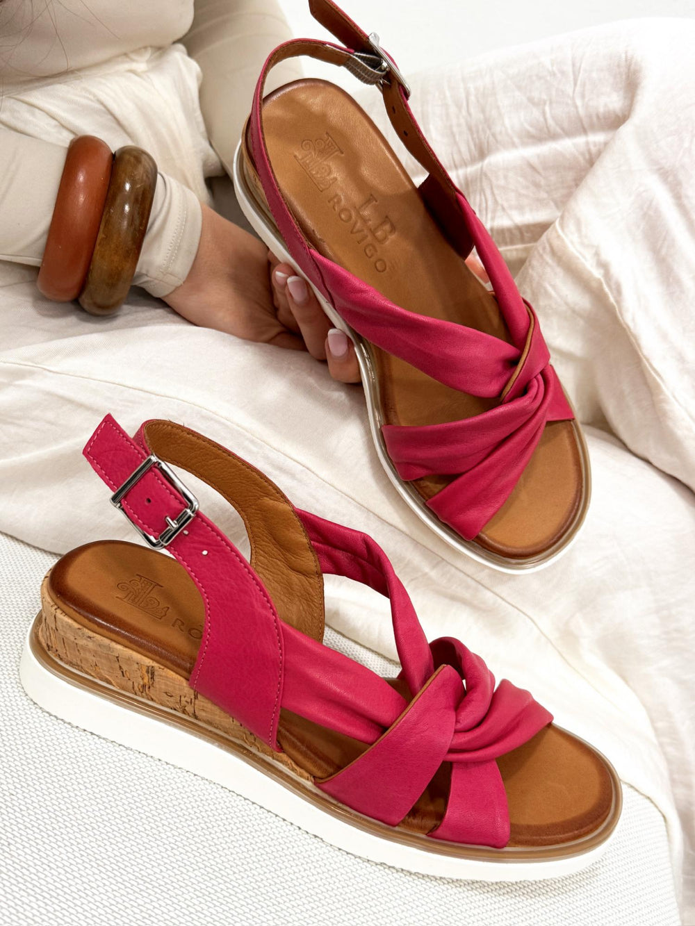 Kožne sandale G170 - LB ROVIGO - na punu petu - PINK