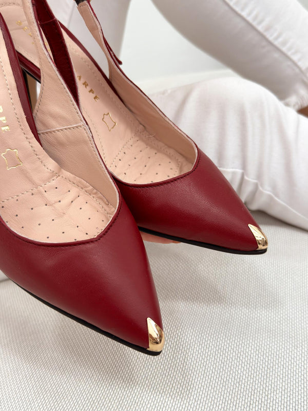 Kožne sandale - štikle G115 - BELEZZA SCARPE - na tanku štiklu - špic - BORDO