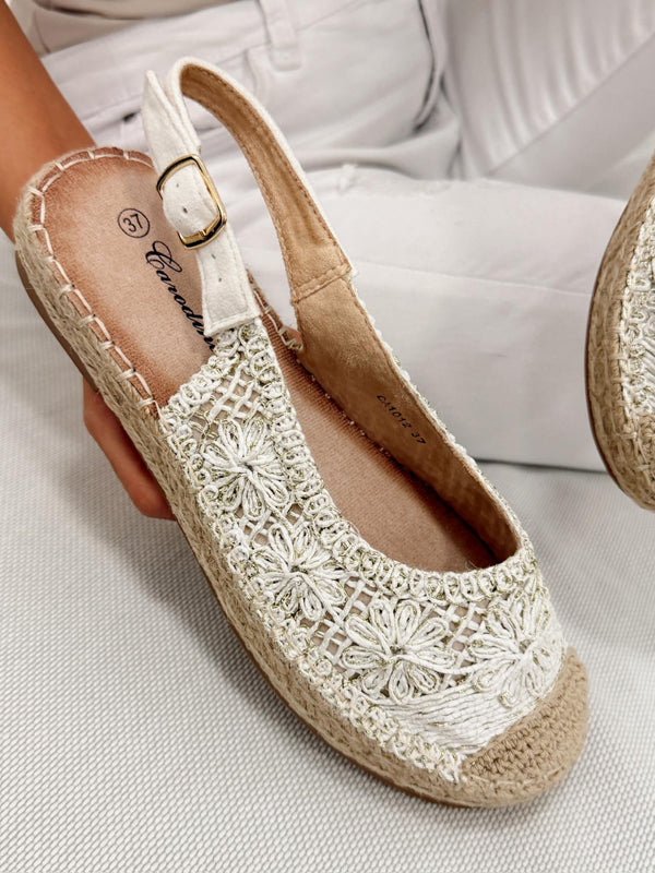 Ženske sandale - espadrile G309 - ZLATNA - BELA