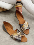 Kožne sandale - baletanke G473 - ATO SHOES - SNAKE - BRONZANA - GRAFIT