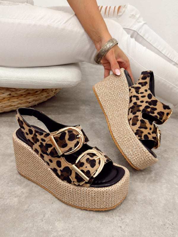 Ženske sandale G499 - na platformu - LEOPARD