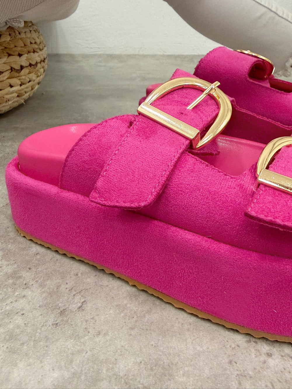 Ženske papuče G498 - na platformu - sa kaiševima - PINK