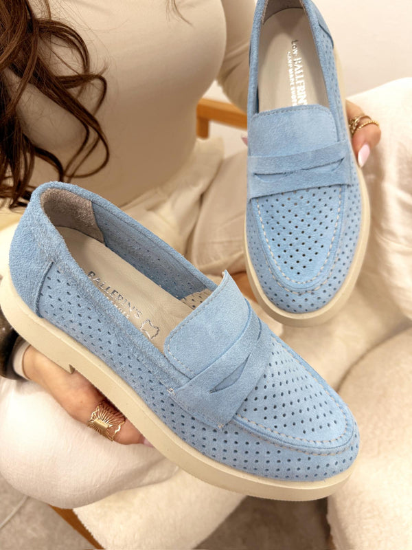 Kožne cipele - mokasine G209 - LOVE BALLERIN'S - rupičaste - PLAVA