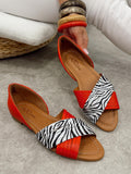Kožne sandale - baletanke G473 - ATO SHOES - ZEBRA - CRVENA