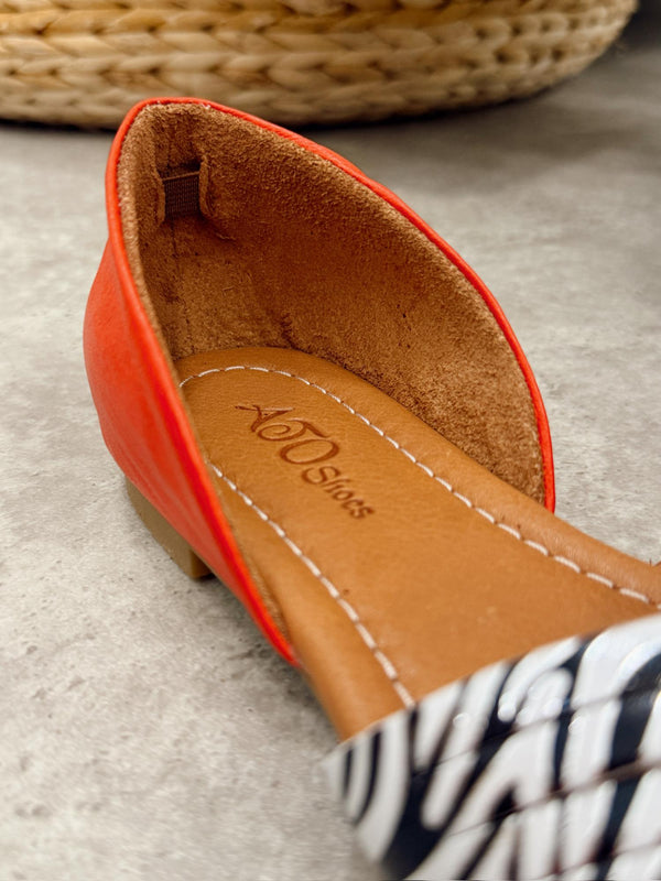 Kožne sandale - baletanke G473 - ATO SHOES - ZEBRA - CRVENA