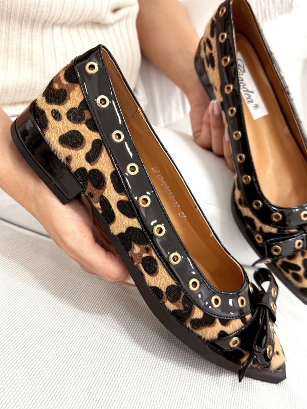 Ženske cipele - baletanke G004 - sa mašnom - LEOPARD