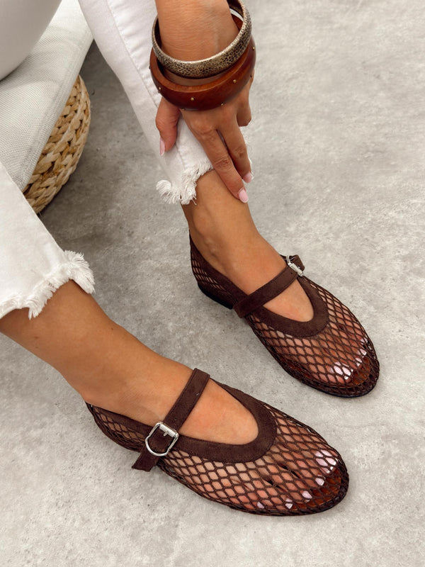 Ženske cipele - baletanke G514 - mrežaste - SMEĐA