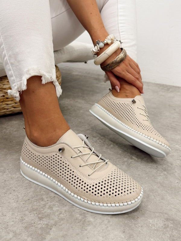 Kožne patike G453 - ATO SHOES - RUPIČASTE - BEŽ